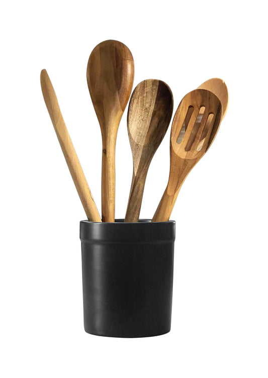 Ceramic Utensil Holder, Black Kitchen Tools Fox Run Brands