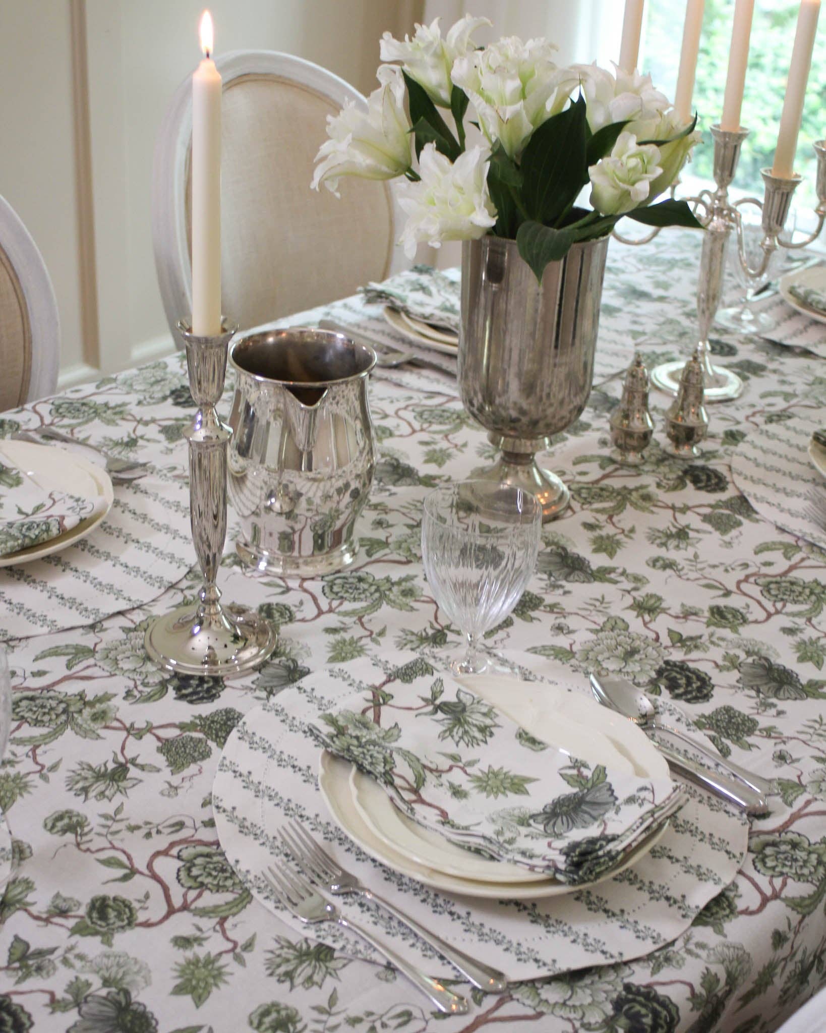 Florence Floral Napkins Set of Four: Fern Linens and placemats Willamere
