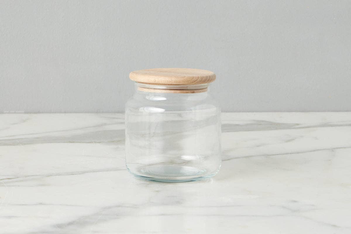 Glass Dry Goods Canister, Wood Lid, Small Storage & Organization etúHOME