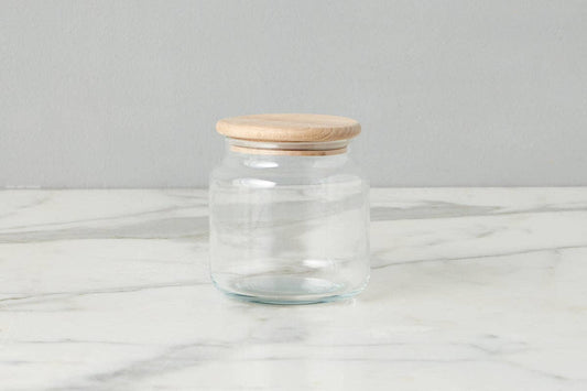 Glass Dry Goods Canister, Wood Lid, Small Storage & Organization etúHOME