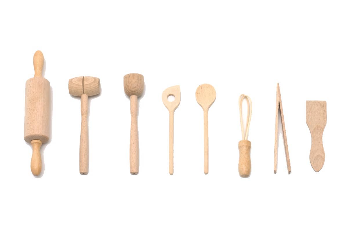 Children's Mini French Beechwood Cooking Tool Set of 9 Kitchen Tools etúHOME