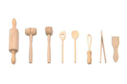 Children's Mini French Beechwood Cooking Tool Set of 9 Kitchen Tools etúHOME