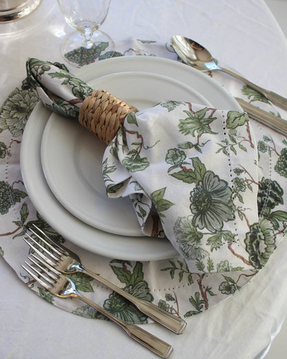Florence Floral Round Placemats, Set of Four: Fern Linens and placemats Willamere