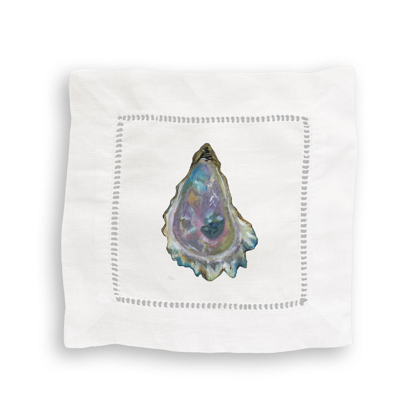 Mixed Oysters Linen Cocktail Napkin Set of 4 Napkins French Graffiti
