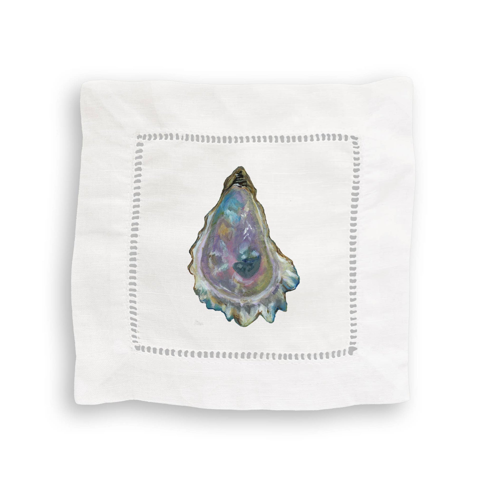 Mixed Oysters Linen Cocktail Napkin Set of 4 Napkins French Graffiti