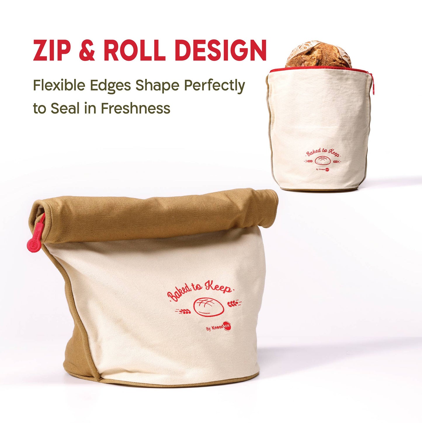KneadAce Bread Bag: Gray / Off-White
