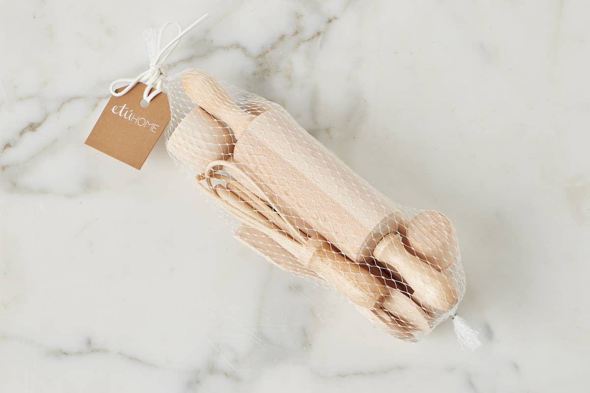 Children's Mini French Beechwood Cooking Tool Set of 9 Kitchen Tools etúHOME