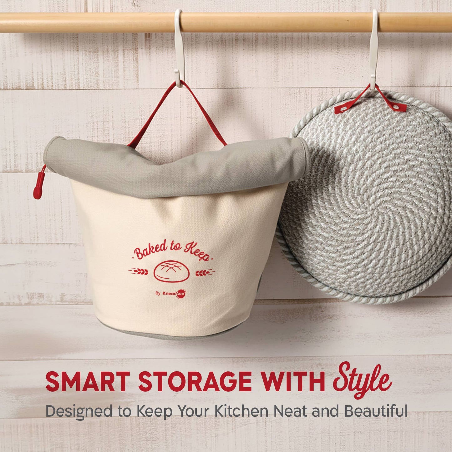 KneadAce Bread Bag: Gray / Off-White