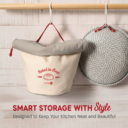 KneadAce Bread Bag: Gray / Off-White