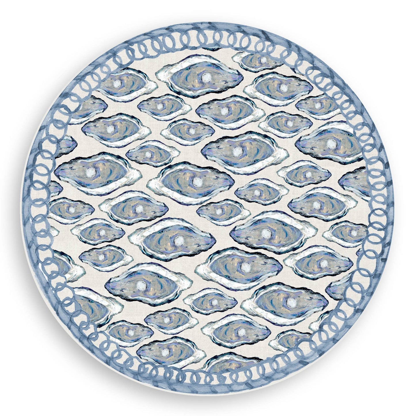 Blue Oysters Vinyl Placemat - Round Placemats French Graffiti