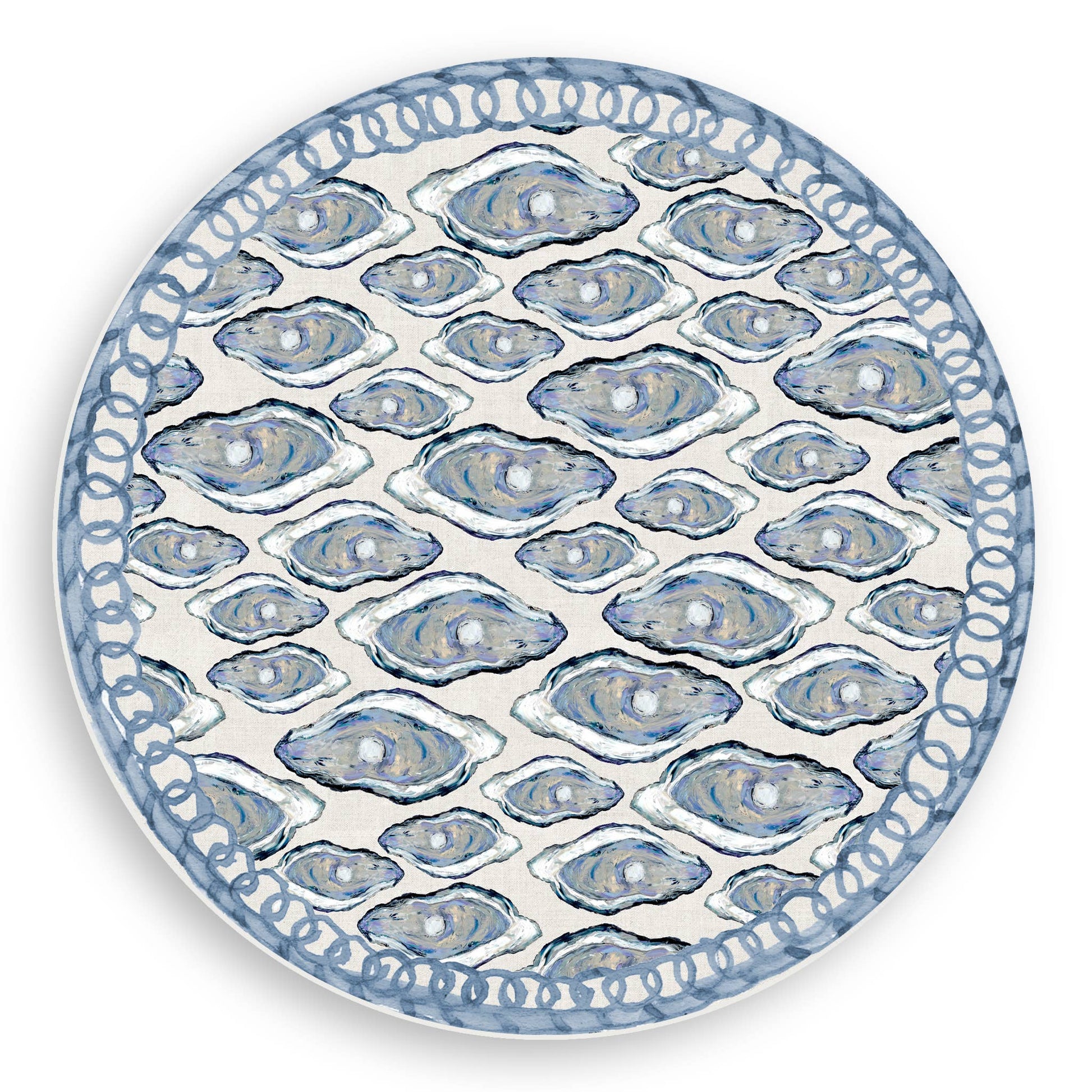 Blue Oysters Vinyl Placemat - Round Placemats French Graffiti