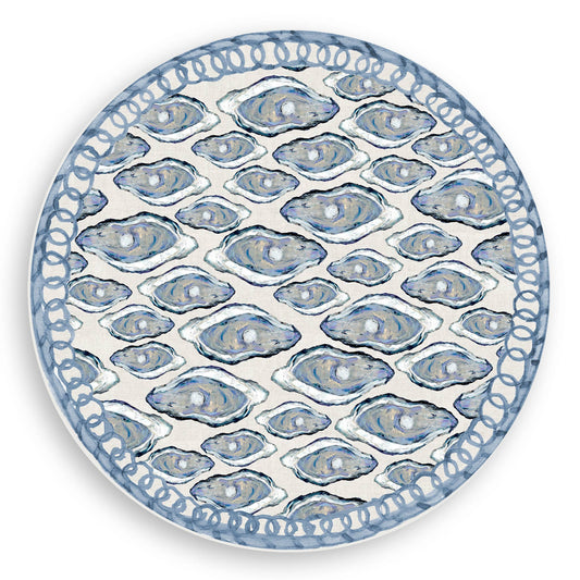 Blue Oysters Vinyl Placemat - Round Placemats French Graffiti