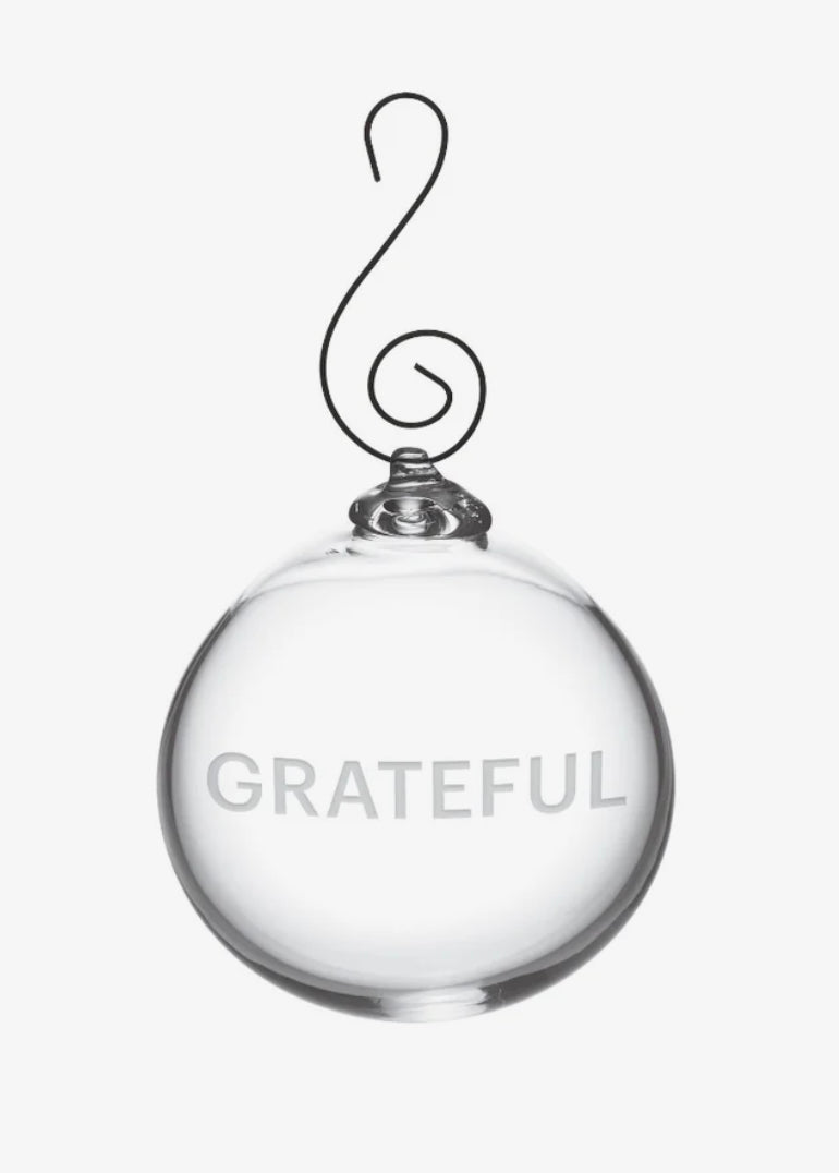 Engraved “Grateful” Round Ornament in Gift Box Holiday Simon Pearce