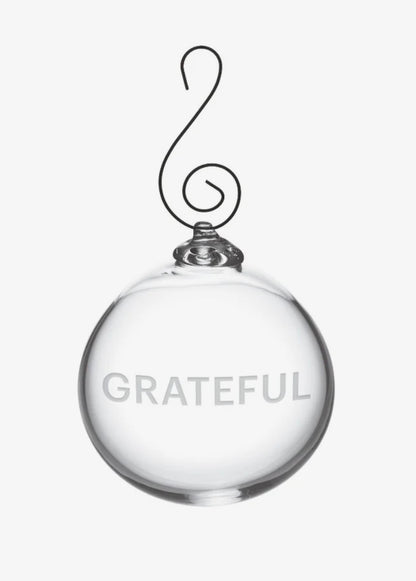 Engraved “Grateful” Round Ornament in Gift Box Holiday Simon Pearce