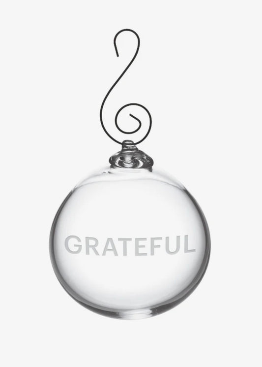 Engraved “Grateful” Round Ornament in Gift Box Holiday Simon Pearce