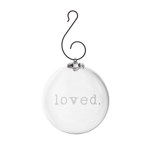 Engraved "Loved" Round Ornament in Gift Box  Simon Pearce