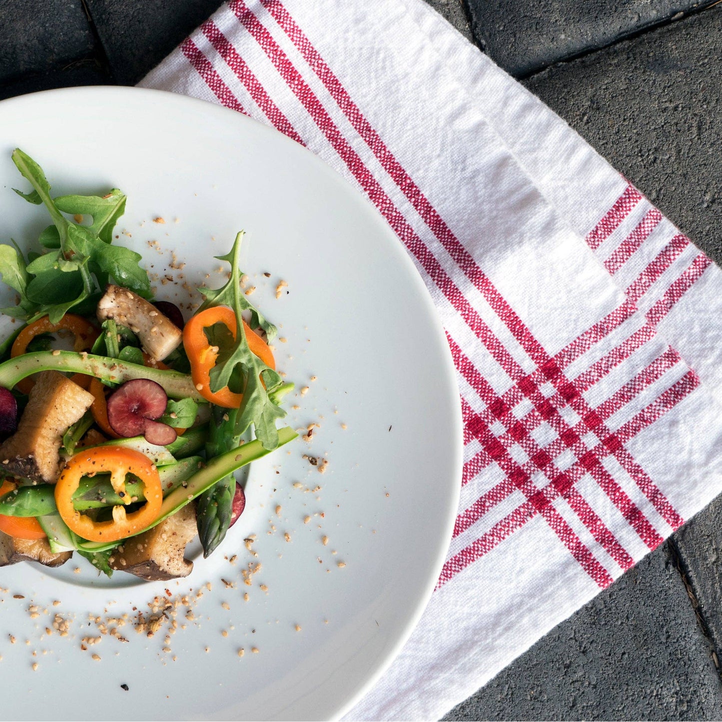 Farmhouse Slubbed Napkin - 20" x 20": Cherry Napkins KAF Home