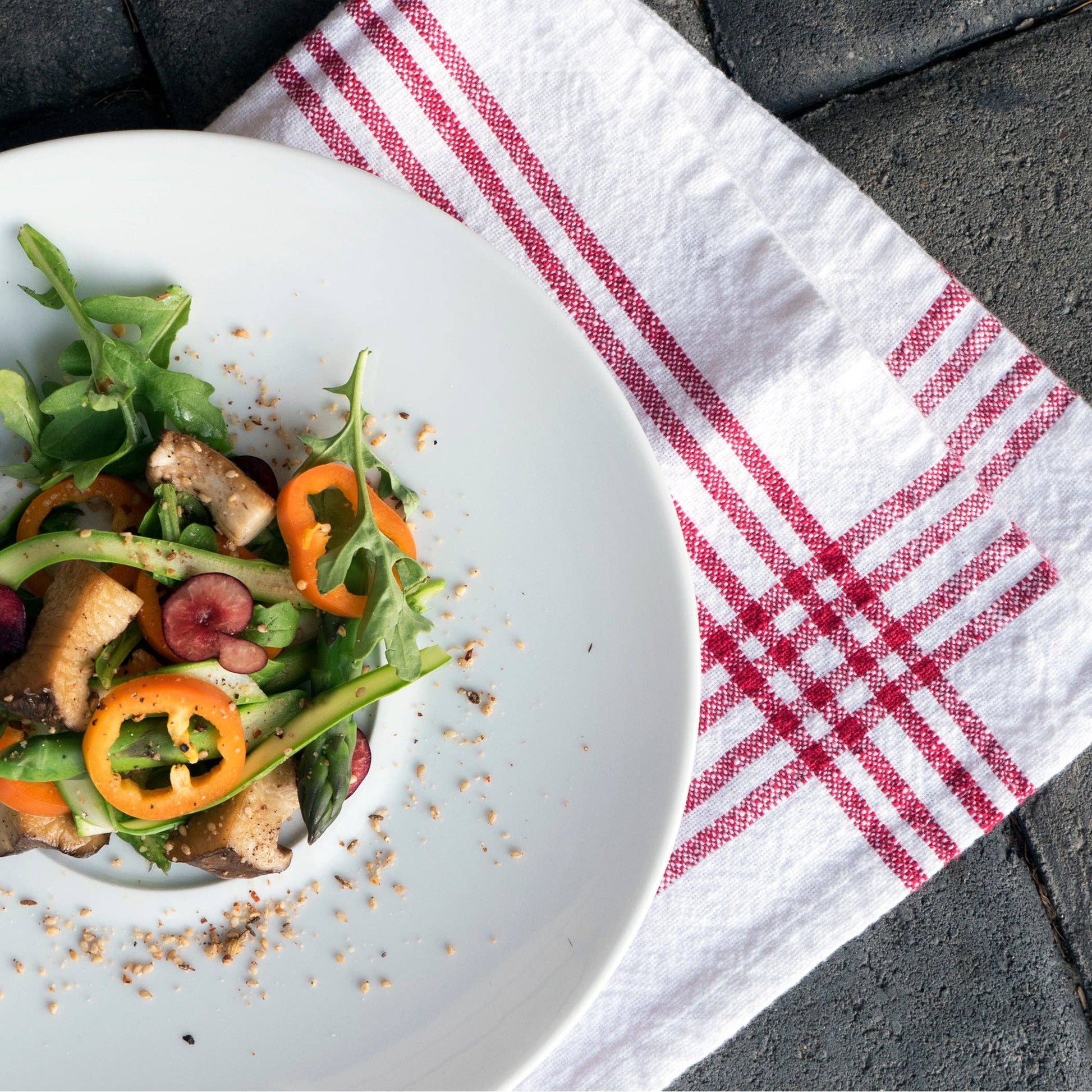 Farmhouse Slubbed Napkin - 20" x 20": Cherry Napkins KAF Home