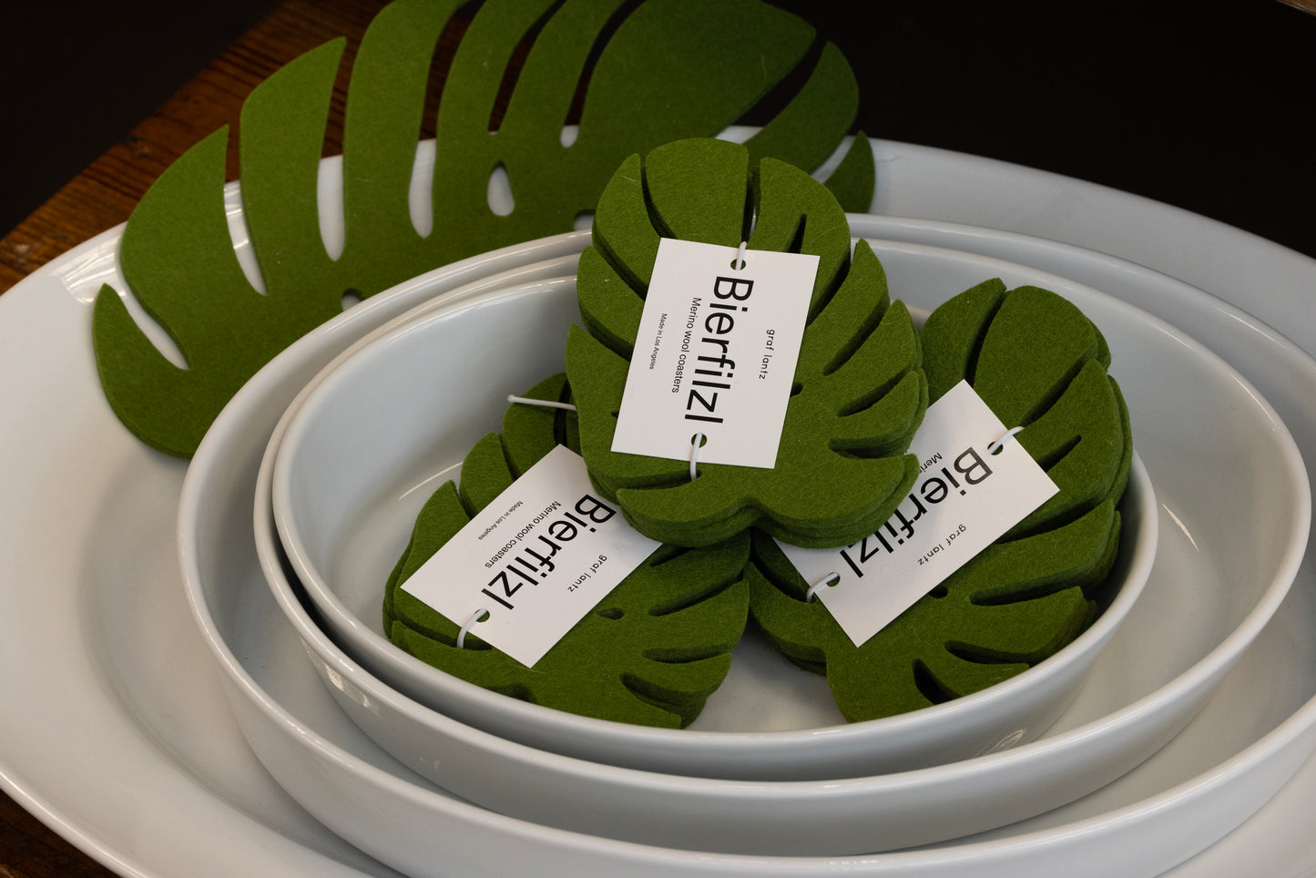 Merino Wool Monstera Coaster Set Coasters Graf Lantz