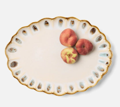 Amoria Oval Serving Platter - Almond/Sage Blue Pheasant