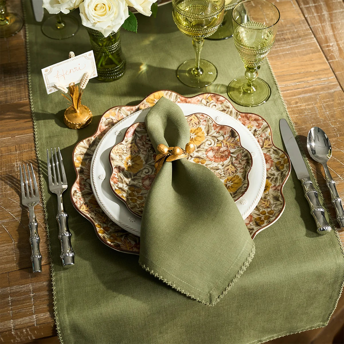 Berry Scallop Napkin Set/4 - Sage