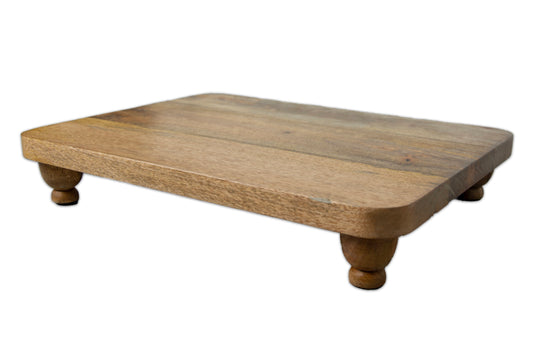 Natural Artisan Wood Rectangle Footed Serving Board Serveware Heritage Lace