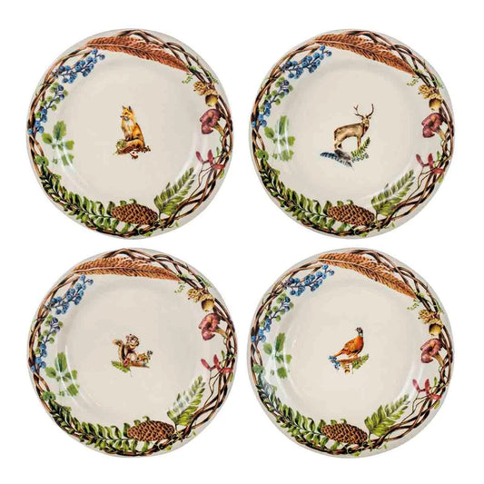 Forest Walk Animal Dessert/Salad Plate Assorted Set/4