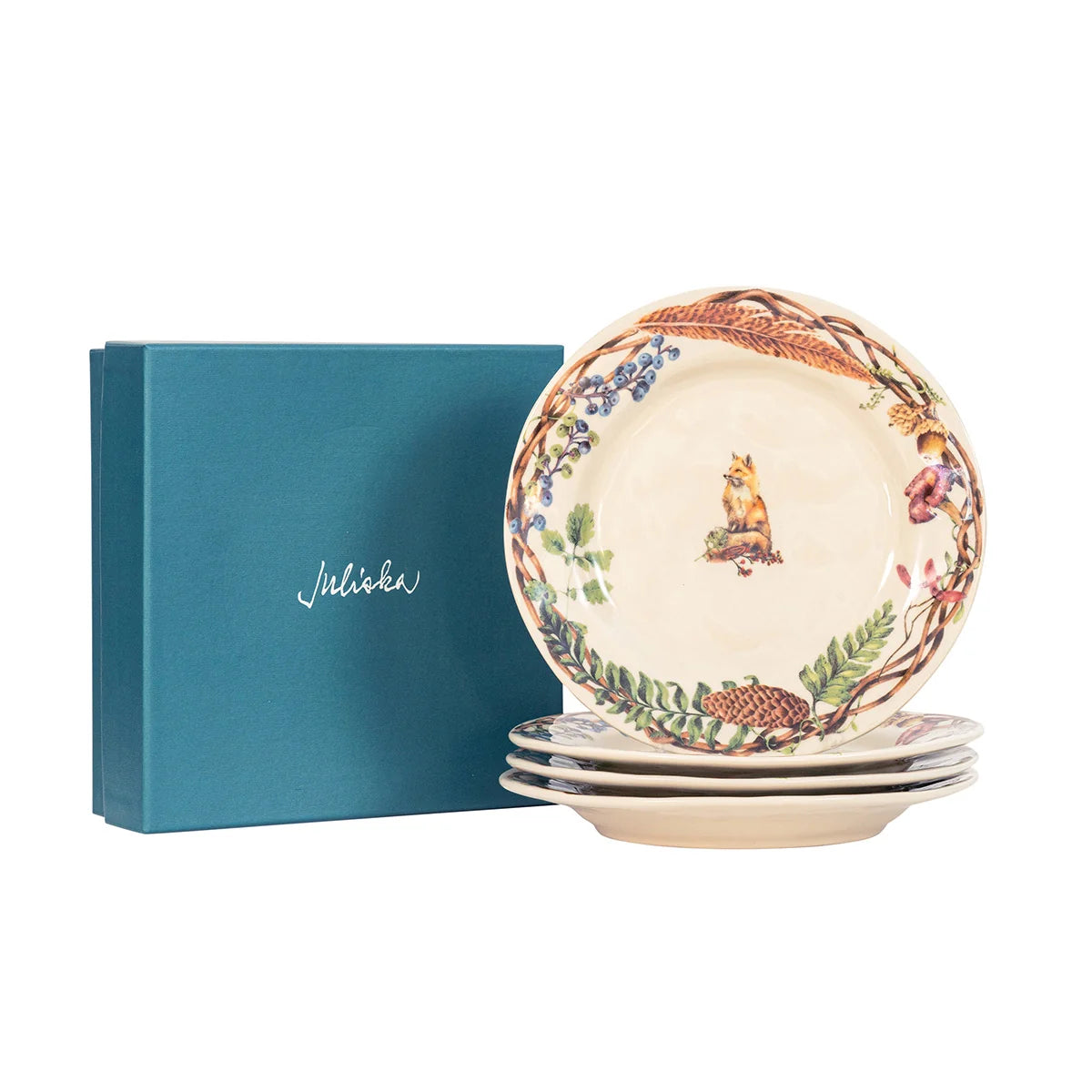 Forest Walk Animal Dessert/Salad Plate Assorted Set/4