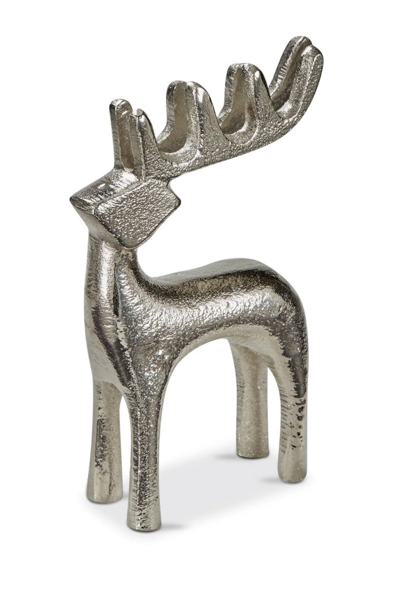 Reindeer Silhouette Small Figurine - Silver Holiday TAG
