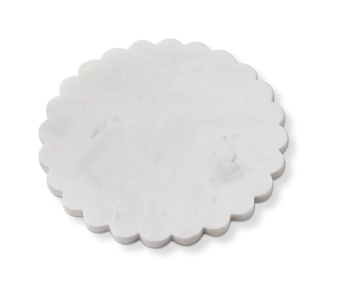 Scalloped Round White Marble Board TAG