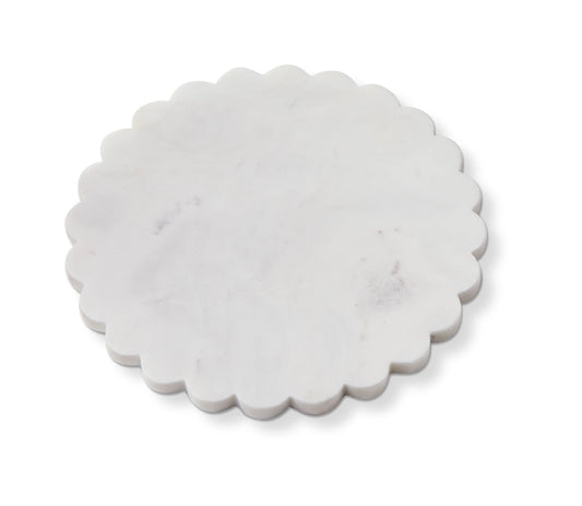 Scalloped Round White Marble Board TAG