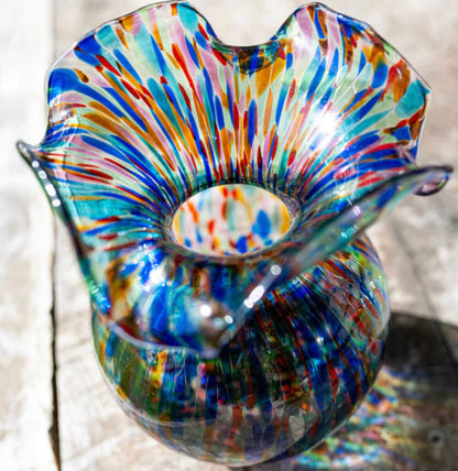 Vietri Hibiscus Glass Carnevale Bud Vase Vase VIETRI