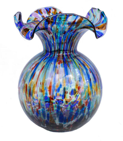 Vietri Hibiscus Glass Carnevale Medium Fluted Vase Vase VIETRI