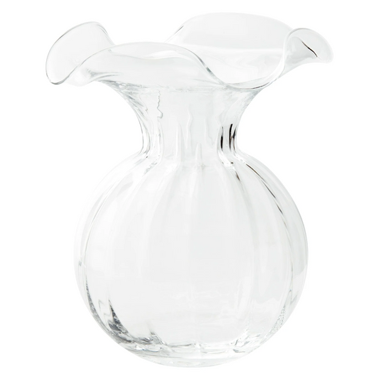 Hibiscus Glass Clear Large Fluted Vase  vietri
