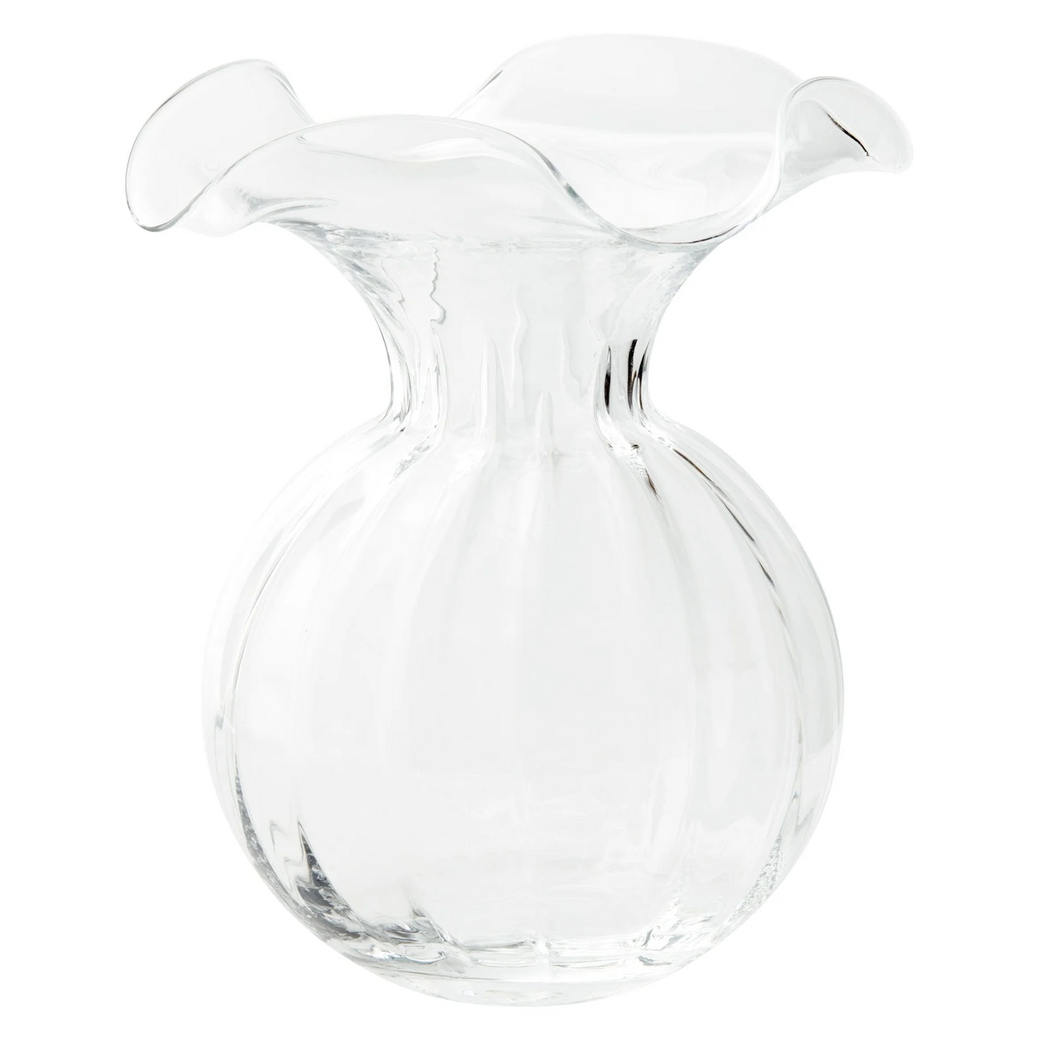 Vietri Hibiscus Glass Clear Large Fluted Vase Decor VIETRI