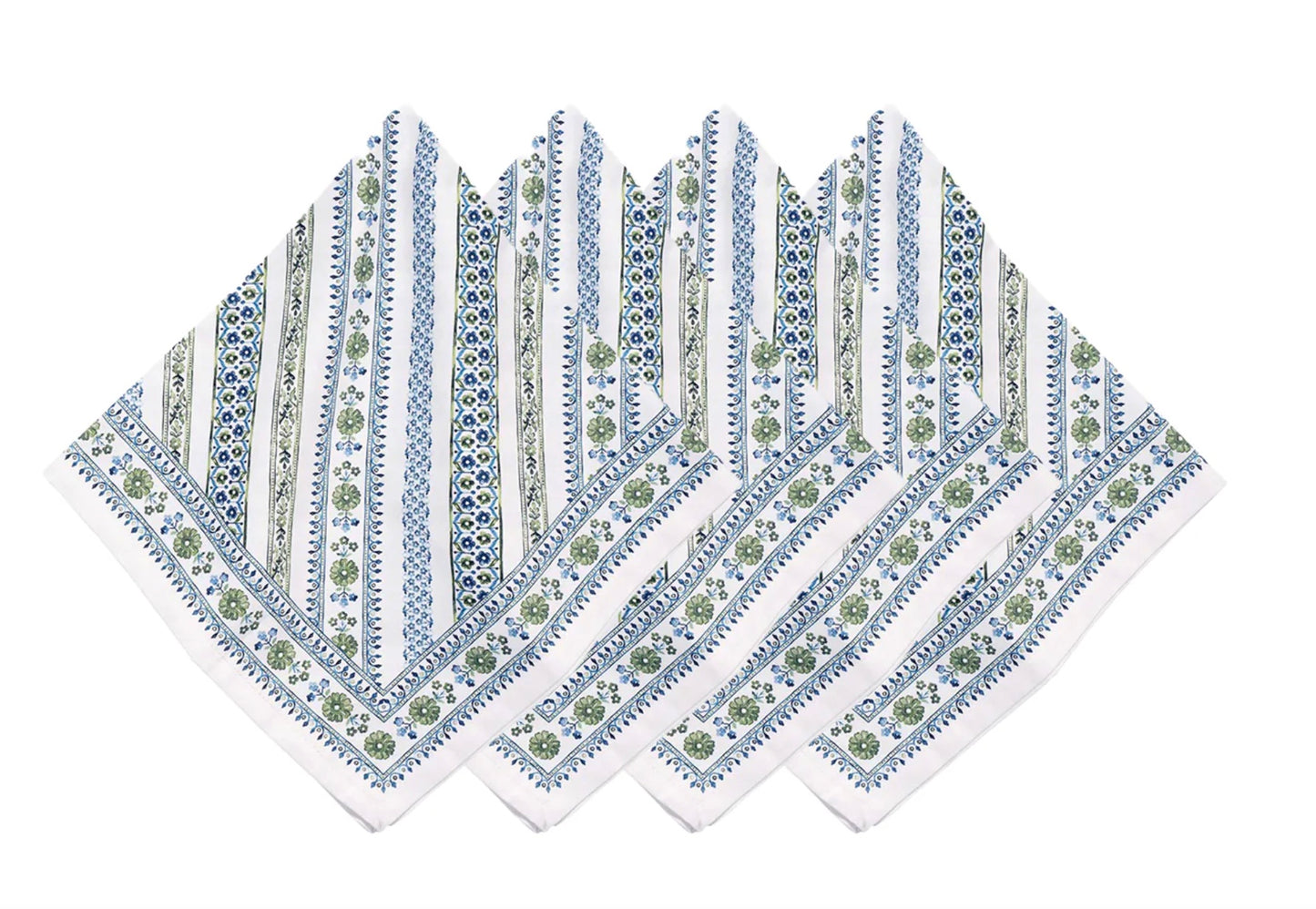 Juliska Seville Stripe Napkin - Green- Set of 4 Napkins Juliska