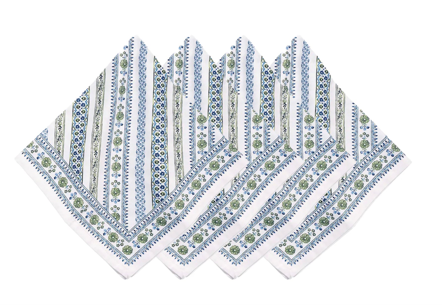 Juliska Seville Stripe Napkin - Green- Set of 4 Napkins Juliska