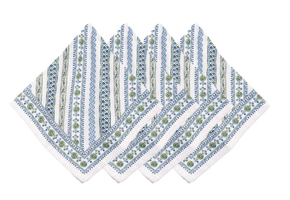 Juliska Seville Stripe Napkin - Green- Set of 4 Napkins Juliska