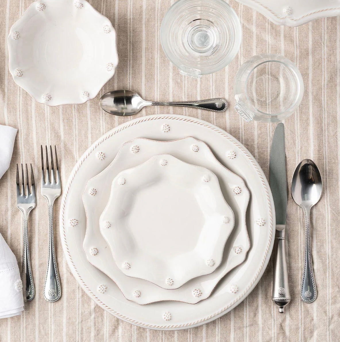 Juliska Berry & Thread Stoneware Dinner Plate - Whitewash Dinnerware Juliska