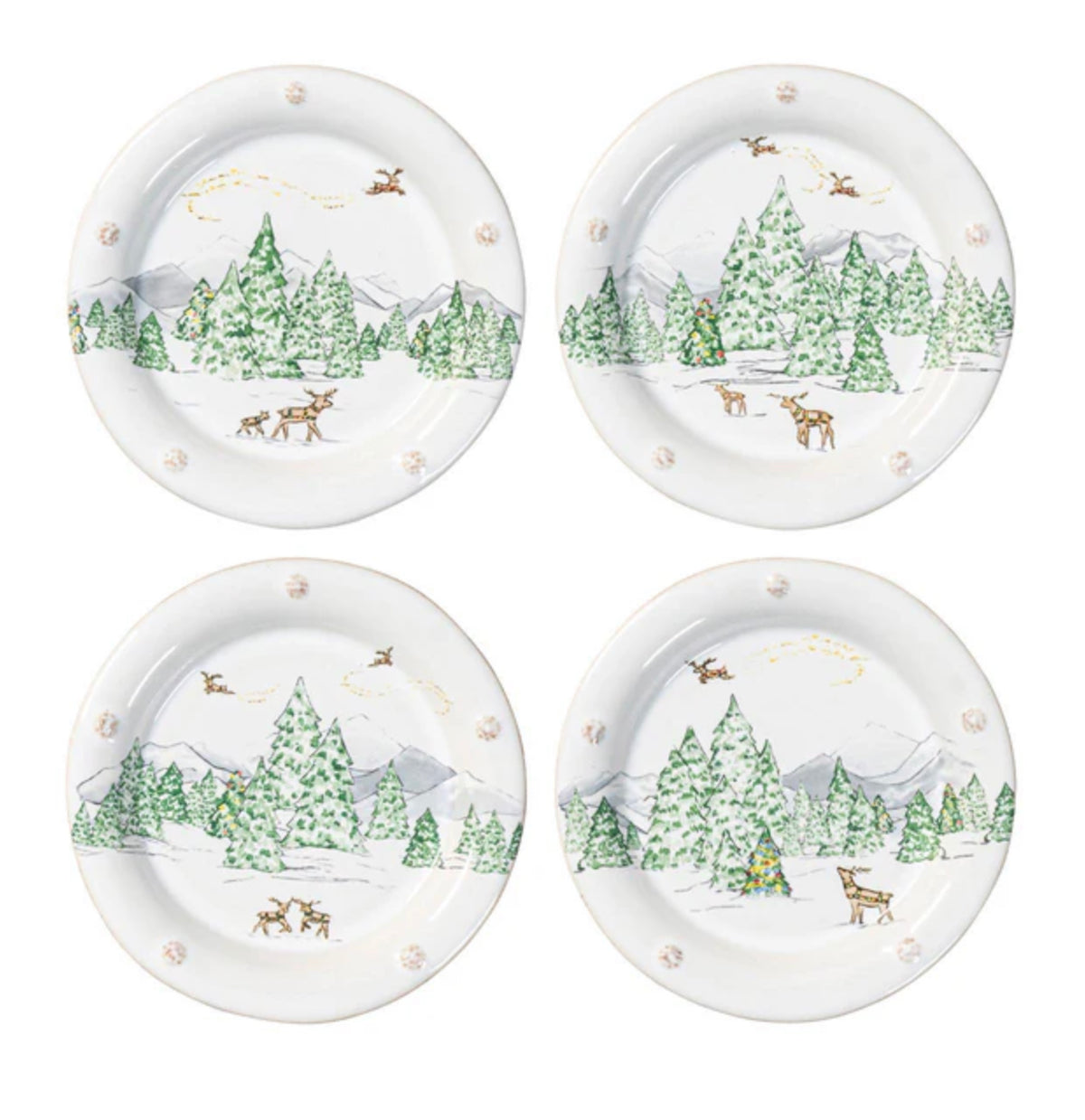 Juliska Berry & Thread North Pole Cocktail Plates - Set of 4 Holiday Juliska