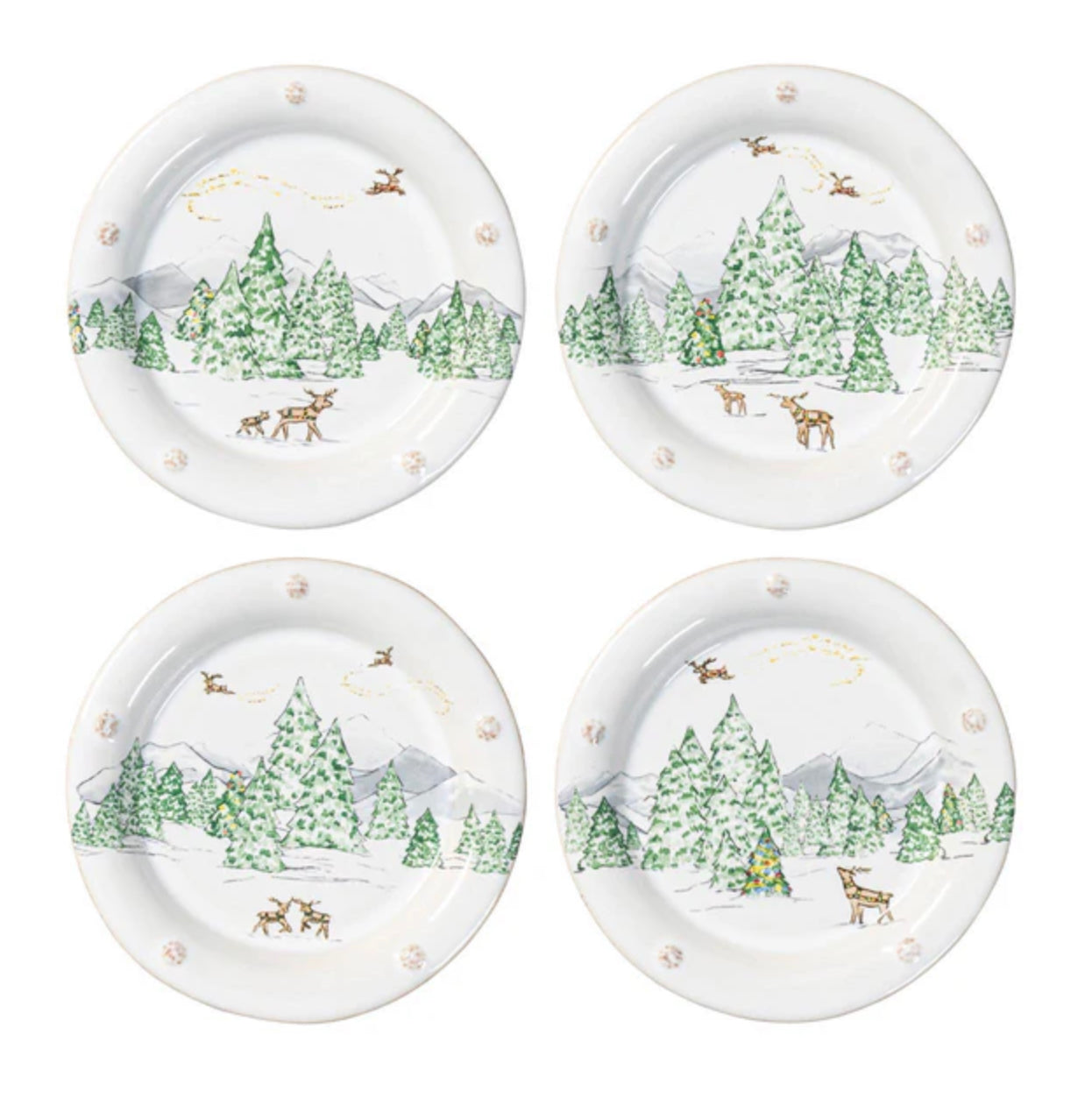Juliska Berry & Thread North Pole Cocktail Plates - Set of 4 Holiday Juliska