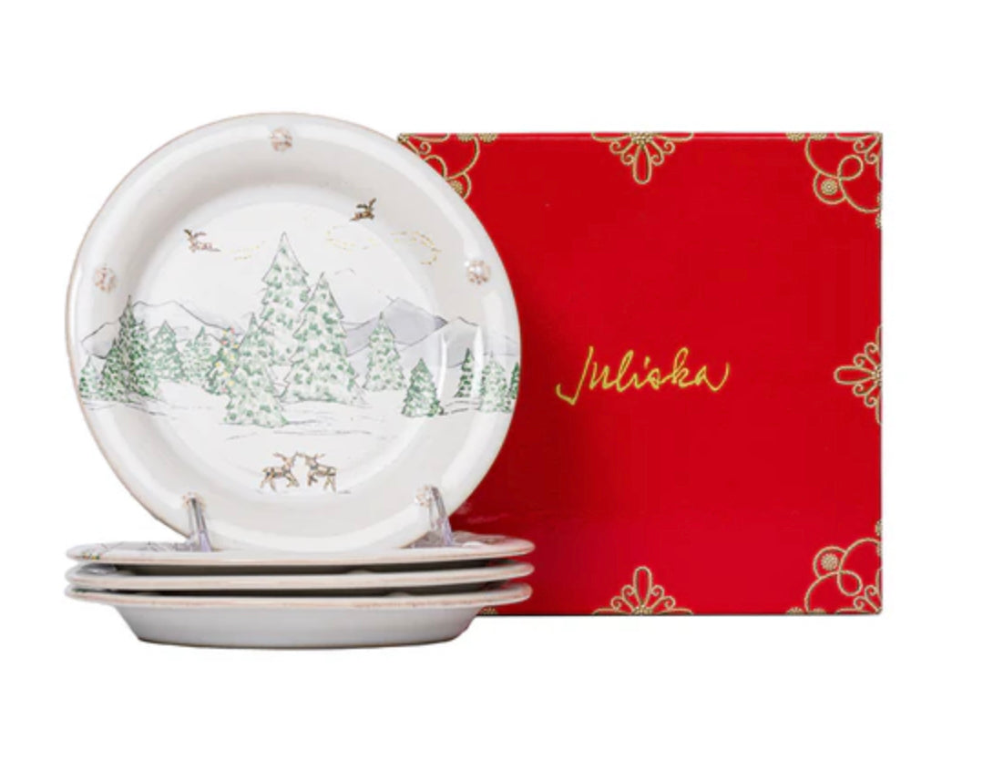 Juliska Berry & Thread North Pole Cocktail Plates - Set of 4 Holiday Juliska