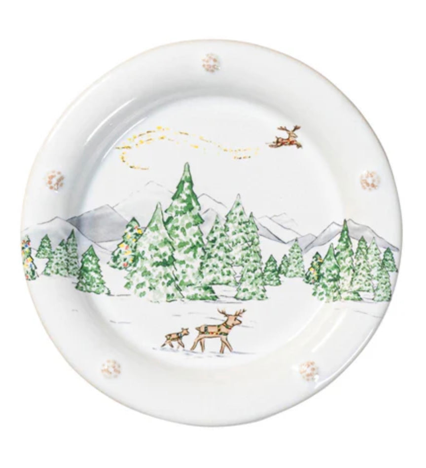 Juliska Berry & Thread North Pole Cocktail Plates - Set of 4 Holiday Juliska