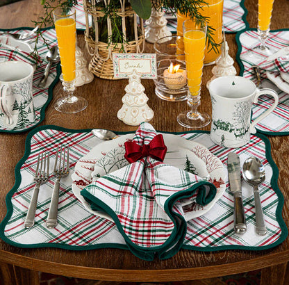 Merry Tartan Holiday Plaid Napkin Linens and placemats Juliska