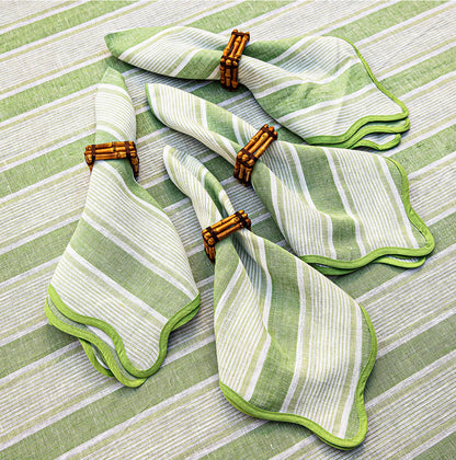 Juliska Cabana Stripe Napkin Set of 4 - Seagrass Linens and placemats Juliska