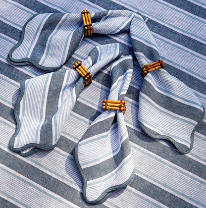 Juliska Cabana Stripe Napkin Set of 4 - Ocean Linens and placemats Juliska