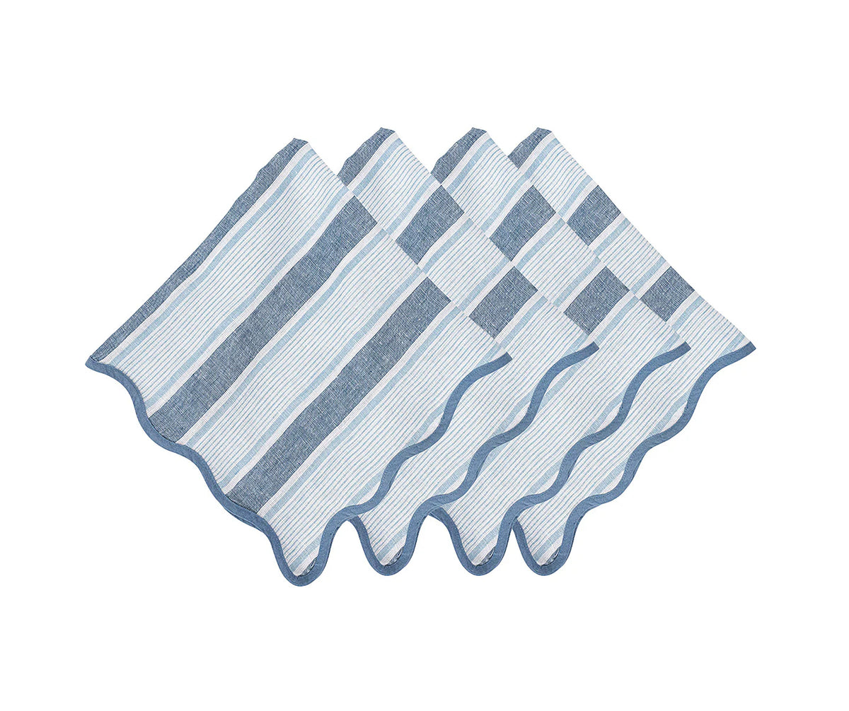 Juliska Cabana Stripe Napkin Set of 4 - Ocean Linens and placemats Juliska