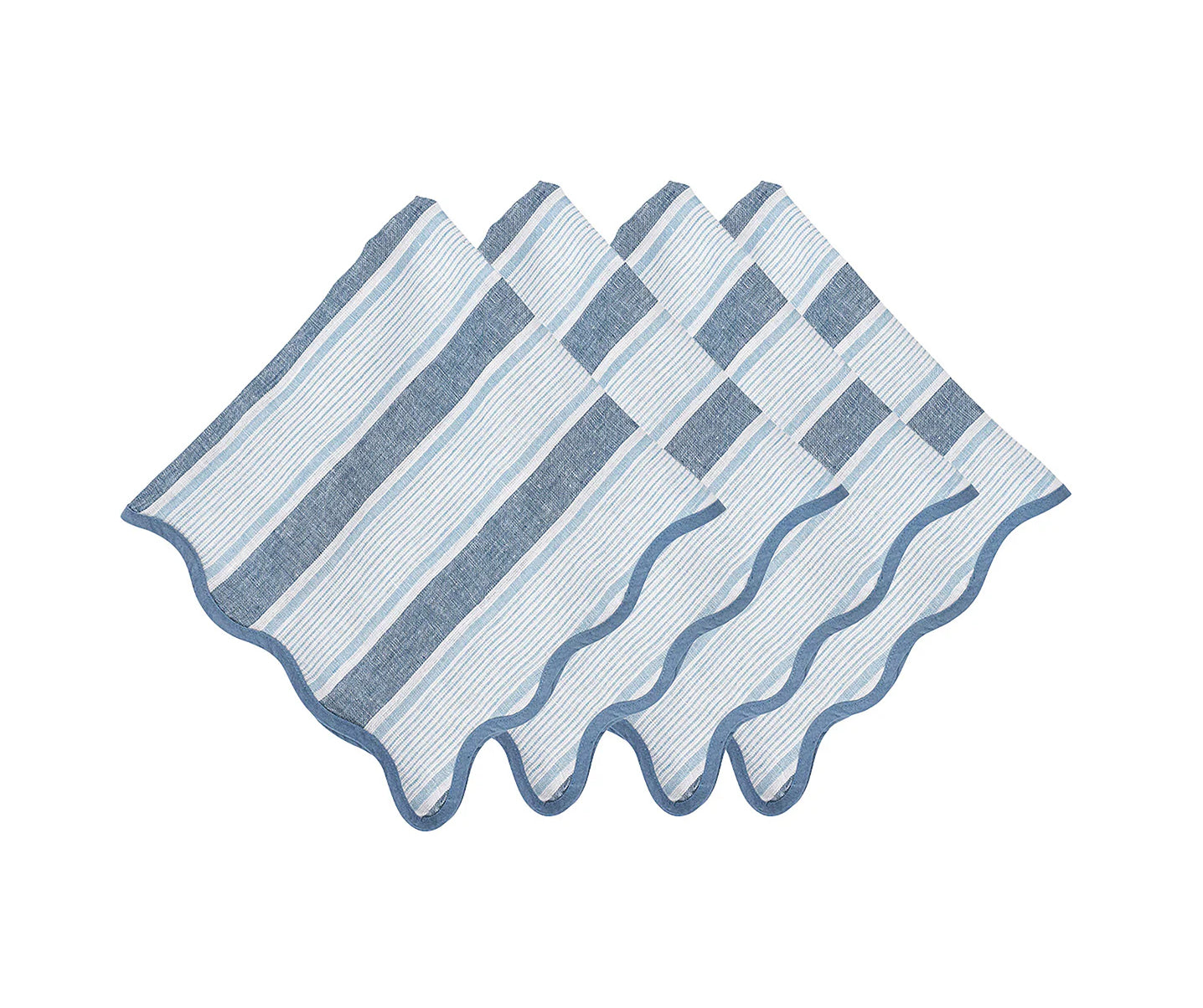 Juliska Cabana Stripe Napkin Set of 4 - Ocean Linens and placemats Juliska