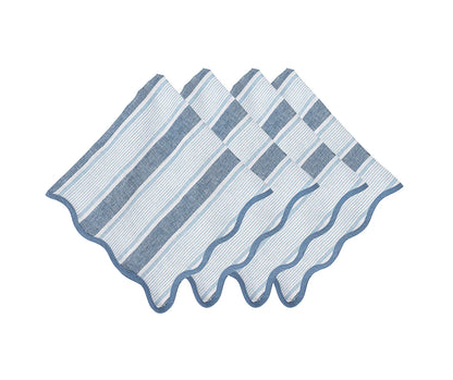 Juliska Cabana Stripe Napkin Set of 4 - Ocean Linens and placemats Juliska