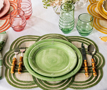 Juliska Melamine Berry & Thread 11" Dinner Plate Set/4 - Ocean or Seagrass Dinnerware Juliska